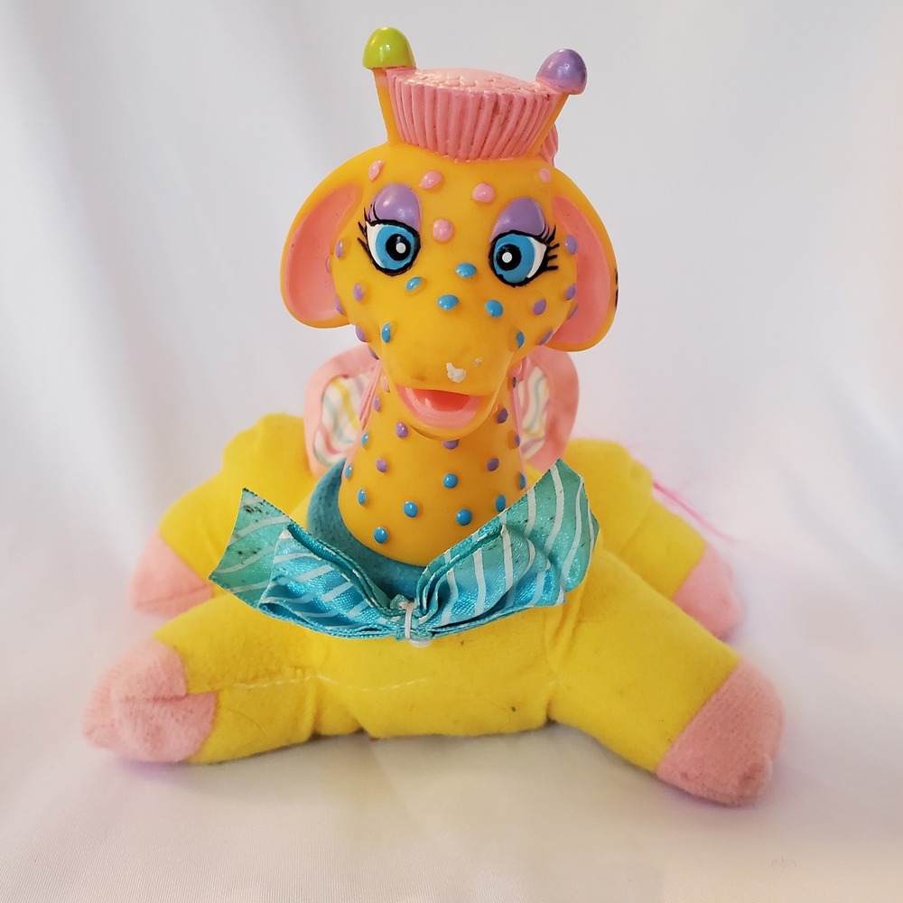 Vintage 1995 ERTL Giraffe‎ Plush Toy Rainbow Wings Collar Collectible rare